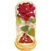 uniqicon La Bella e La Bestia Rose Incantate, Rosa Eterna, Elegante Cupola di Vetro con Base Pino Luci LED, Romantico Kit di Rose per Il San Valentino Anniversario Matrimonio Regalo di Festa della Mamma