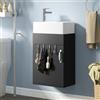 YITAHOME Mobile da bagno, mobiletto con porta, lavabo con lavabo, mobiletto con 2 ganci, per bagno, cucina, nero, rubinetto non incluso