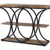 RBFGYIOP Tavolo Consolle Ingresso a 3 Ripiani - Stile Rustico Moderno - Struttura Geometrica in Metallo - Mensole Portaoggetti - Ideale per Soggiorno, Corridoio, Classico Divano, Appartamento -