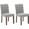 RBFGYIOP Sedie da Pranzo Imbottite Moderne - Set di 2 con Tessuto Grigio, Schienale Alto, Gambe in Legno, Bottoni Decorativi - Comfort per Sala da Pranzo, Cucina, Ristorante - 2-pack Linen | Grey