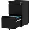 YITAHOME Schedario con 2 Cassetti, Metallo Cassettiera da Ufficio per Formato A4 / Lettera, Mobili Ufficio Cassettiera Scrivania con Rotelle e Rotelle, nero, 51 x 39 x 71cm