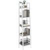YITAHOME Libreria a 5 Ripiani, Scaffale a Scala Industriale Scaffale per Libri Autoportante Ripiani in Legno e Scaffale per Libri con Struttura in Metallo Scaffale Moderno per Soggiorno, Bianco puro