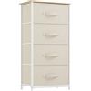 YITAHOME cassettiera in tessuto,armadietto con 4 cassetti, Cassettiera per Corridoio, con vano contenitore per soggiorno, camera da letto, cameretta dei bambini, Bianco Crema