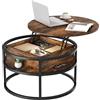 YITAHOME Tavolino Salotto Sollevabile, Tavolo da Caffè Rotondo con Scomparto Nascosto, Tavolino Soggiorno Moderno 80x80x47cm