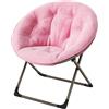 RBFGYIOP Poltrona Saucer oversize pieghevole per set camera da letto - Sedia relax in pelliccia sintetica morbida - Telaio in metallo resistente - Comfort per adulti, ragazzi e bambini - Colore: Rosa