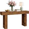 RBFGYIOP Tavolo Consolle Rustico 160cm Stile Farmhouse - In Legno con Mensola Aperta - Perfetto per Ingresso, Classico Divano, Soggiorno - Colore: Bruciato (Rilievo)