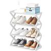 EMUKOEP Scaffale per Scarpe Pieghevole a 4 Livelli, Scarpiera in Piedi, Organizer per Riporre Scarpe per la Casa (Bianco)