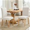 RBFGYIOP Set 2 sedie da pranzo imbottite moderne in lino - Schienale curvo ergonomico, borchie decorative, gambe in legno massello, portata 120kg - Comfort per sala, cucina, soggiorno, ristorante -