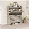 RBFGYIOP Mobile porta scarpe da ingresso salvaspazio - Scarpiera stretta con 2 cassetti ribaltabili, ganci laterali - Struttura in legno e gambe in metallo - Stile rustico moderno per corridoio -