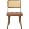 RBFGYIOP Sedia da pranzo in rattan naturale - Stile moderno boho - Seduta imbottita in pelle PU marrone - Gambe in legno massello - Ideale per cucina, sala da pranzo o ristorante - Colore: PU Marrone