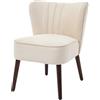 RBFGYIOP Poltrona moderna senza braccioli per soggiorno - Velluto beige raffinato - Imbottitura confortevole - Gambe in legno massello - Sedia lounge per salotto, camera da letto, ufficio, angolo