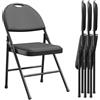 RBFGYIOP Sedie pieghevoli da pranzo in metallo - seduta imbottita in pelle PU - schienale confortevole - design compatto e resistente - per sala da pranzo, ufficio, esterno, feste - Nero, 4 pezzi