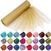 Trimming Shop Organza Rotolo Neve Puro Brillantini Tessuto 25m X 29cm per Matrimonio Venue, Sedia Fiocco, Runner da Tavolo, Natale Evento, Festa Decorazione, Oro