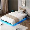 YITAHOME Telaio per letto con illuminazione a LED, porta USB, interfaccia tipo C, design fluttuante, telaio in metallo, rivestimento in tessuto, senza materasso, 120 x 200 cm