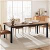 RBFGYIOP Tavolo da pranzo industriale ampio 200 cm per 6-8 persone - Struttura in metallo solida - Piano in legno rettangolare - Perfetto per sala da pranzo e ufficio - Colore retrò