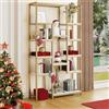 YITAHOME Libreria Moderna Dorata a 6 Ripiani, Scaffale Verticale Alto 180 cm con 12 Mensole in Marmo Sintetico, Scaffale Aperto per Soggiorno, Camera da Letto, Studio