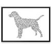 Handmade Labrador retriever stampa con scarabocchi all'interno della silouhette del cane | Molti dettagli su cane di St John del Canada | poster di arte illustrazione in bianco e nero regalo difficile da