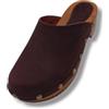 Handmade Generico Carry - Zoccoli in Legno Donna, Tomaia in Pelle, Suola in Gomma, Chiusi, Disponibili in Cognac, Nero, T.Moro, Verde, Bordeaux, Fango