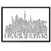 Handmade Las Vegas stampa con scarabocchi all'interno del ritratto | Molti dettagli su città Sin city | poster di arte illustrazione in bianco e nero regalo shopping e gioco d'azzardo