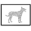Handmade Cane da pastore belga stampa con scarabocchi all'interno della silouhette del cane | Molti dettagli su Belgian Shepherd Dog Malinois | poster di arte illustrazione in bianco e nero regalo