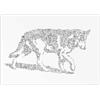 Handmade Native American Indian Dog stampa con scarabocchi all'interno della silouhette del cane | Molti dettagli su il cane sembra lupo | poster di arte illustrazione in bianco e nero drawinside