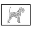 Handmade Schnauzer medio stampa con scarabocchi all'interno della silouhette del cane | Molti dettagli su muso baffuto | poster di arte illustrazione in bianco e nero regalo difficile da trovare