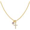 Handmade Su misura croce con pietra portafortuna ciondolo collana, oro religioso battesimo gioiello per donne Natale