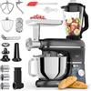 Fentic 6 in 1 Impastatrice Planetaria - 2000W - Con Tritacarne, Frullatore da 1,5L, Tagliaverure, Accessori Extra - Robot da Cucina con Ciotola 6.2L, Frusta, Gancio Impastare, Mescolatore (Nero)