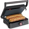 Princess Grill a Contatto, Apertura 180°, Piastre Rimovibili, Termostato Regolabile, Senza PFAS, Raccoglitore di Grassi, 1500 W, Superficie 27,5 x 18 cm, Acciaio Inox, 117502