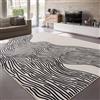 Calinline Tappeto color crema, beige, moderno motivo a linee astratte, per soggiorno, camera da letto, soggiorno, 200 x 230 cm, lavabile, grande sala da pranzo, carpet tappeto di lana morbido