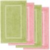 Lavea® 4 Tappetini Bagno 50x80 cm in 100% Cotone - Tappeti Bagno Assorbenti e Lavabili - Ideali come Tappeto Bagno o Tappetino Doccia - Verde Chiaro e Rosa Pastello