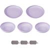 HSNAXingLife 5 Pezzi Piatti Piani in Plastica Rigida Riutilizzabili,Piatto per Frutta Torte Snack Dessert Pasta,Infrangibili,Rotondo,Adatto al Microonde e Alla Lavastoviglie (Viola, Dimensioni misti)