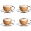 Creano GmbH, In der Wanne 1, 31832 Sprin Creano 4 Tazze Termiche Doppia Parete 250ml Piattino - Bicchiere Vetro Borosilicato - Coppa Termica Latte Macchiato Tè Ideale Regalo - 4x 250ml