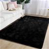 AIMECO Tappeto a pelo lungo, nero, 120 x 180 cm, morbido tappeto per soggiorno, antiscivolo e leggero, ideale per camera da letto e cameretta dei bambini