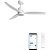 CREATE / WINDSTYLANCE M/Ventilatore da soffitto ABS con luce bianco con Wifi e telecomando / 40W, Silenzioso, Ø132 cm, 6 velocità, temporizzatore, estate-inverno, doppia altezza, motore DC