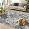 WUTONG Tappeto Orientale Vintage Blu e Crema 80x150 cm, Pelo Corto | Lavabile in Lavatrice e Antiscivolo, Passatoia Morbida per Corridoio, Cucina e Camera