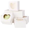 Cheriswelry 24 scatole quadrate bianche per biscotti di carta con finestra trasparente per panetteria, biscotti, torte, caramelle, bomboniere, 10 x 10 x 6,5 cm