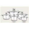 ARCA Diamond BATTERIA Pentole 10 PZ in Acciaio Inox 18/10 | 5 Casseruole con Coperchi, Fondo Incapsulato, Capacità fino a 3,2 lt, Diametri 12-20 cm, Coperchi in Vetro