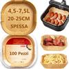 PETHREE Carta Forno per Friggitrice ad Aria 4,5-7,5L XXL, 100 Pezzi Senza BPA 20-25cm Carta Spessa Accessori Contenitori Fogli Vaschette Air Fryer Paper Quadrata Impermeabile Antiolio