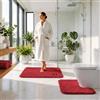 Fit Even Tappetino da bagno in memory foam, ad asciugatura rapida, antiscivolo, per bagno, doccia e pavimento con toiler, ad asciugatura rapida, assorbente e lavabile (rosso, 50 x 80 cm + 50 x 40 cm)