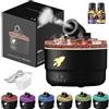 RuiDay Umidificatore a Cannone a Vapore con 7 Colori, LED Cannon Blast Aroma Humidifier, Flame Diffusore Oli Essenziali, 2 Modalità, per Scrivania,Camera,Ufficio (Nero con Porta oli essenziali)