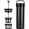 Espro - P0 Ultralight - Pressa da caffè francese per porzioni singole e borraccia leggera per viaggi, campeggio e uso quotidiano, in acciaio inox, isolata sottovuoto, 16 oz (opaco meteorite nero)
