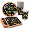 AINIUNIU Grande Set di Stoviglie per Feste di Halloween 20 Ospiti, Natale Horror Set di Stoviglie per Halloween, Bicchieri, Tovaglioli, Piatti di Carta, per Decorare la Tavola Durante le Feste