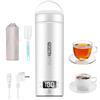 Euakee Bollitore elettrico portatile da viaggio, 450 ml, bollitore da viaggio per tè e caffè, spegnimento automatico e protezione a secco con acciaio inossidabile 316, 4 regolatori di temperatura (Bianco)