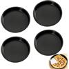 KEUGT Teglia per pizza, rotonda, 20 cm, in acciaio al carbonio, 4 pezzi | Teglia da forno per pizza, con rivestimento antiaderente, colore nero, facile da pulire, per pizza