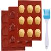 HoxzoDa Set di 3 stampi per madeleine in silicone, stampi a forma di conchiglia, per madeleine, biscotti, cioccolato, senza BPA, antiaderenti, resistenti da -60 °C a 240 °C, facili da pulire, stampo per
