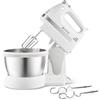 Grunkel - AM-350TURB05BOWL - Frullatore a immersione con ciotola girevole in acciaio INOX, con funzione turbo e 5 velocità, inclusa miscelatrice e ganci - Capacità: 2 l - 350 W