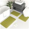 DTXDTech Set di 3 tappeti da bagno in memory foam, con fondo antiscivolo, lavabili in lavatrice, tappetini da doccia, morbidi per bagno, camera da letto, soggiorno, decorazione natalizia, verde salvia