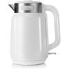 LEHMANN Bollitore Elettrico in Acciaio Inox, 2 L, 2200 W, Riscaldamento Rapido, Doppia Parete, Base Girevole 360°, Spegnimento Automatico, BPA‑free, ideale per Famiglie e Uffici, Bianco