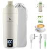GuKKK Bollitore da Viaggio Piccolo Elettrico, 350 ml, 3 in 1 Doppio Strato 304 Bollitore in Acciaio Inox Spegnimento Automatico con Regolazione della Temperatura per latte per bambini,hotel,caffè